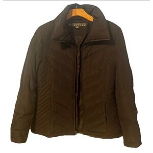 Kenneth Cole Reaction Womens Brown Puffer Jacket -Quilted Coat-Warm Winter -Sz M
